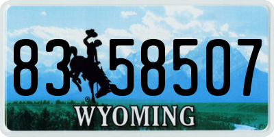 WY license plate 8358507