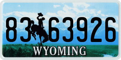WY license plate 8363926