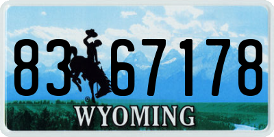 WY license plate 8367178