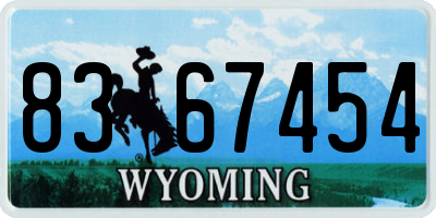 WY license plate 8367454