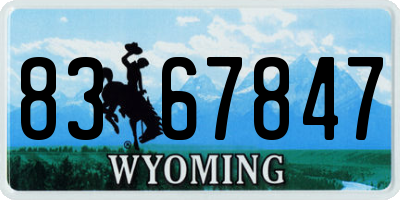 WY license plate 8367847