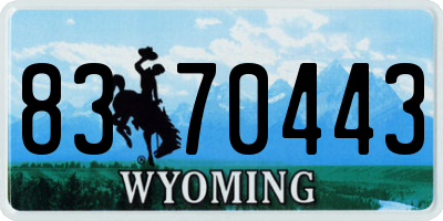 WY license plate 8370443