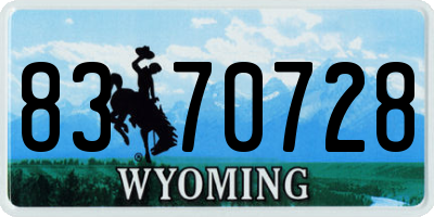 WY license plate 8370728