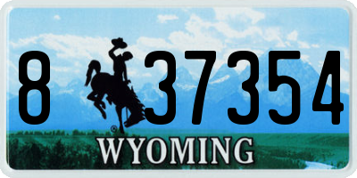WY license plate 837354