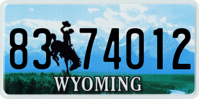 WY license plate 8374012