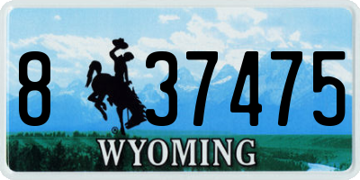 WY license plate 837475