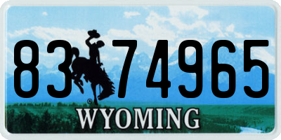 WY license plate 8374965