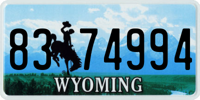 WY license plate 8374994
