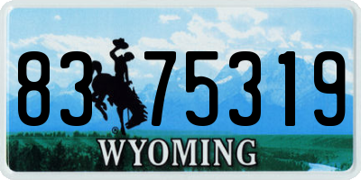 WY license plate 8375319