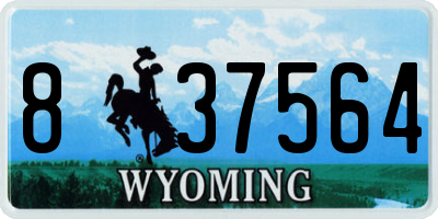 WY license plate 837564