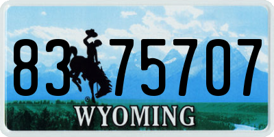 WY license plate 8375707
