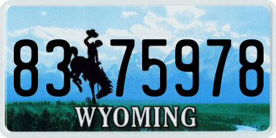 WY license plate 8375978