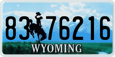WY license plate 8376216