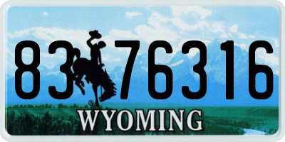 WY license plate 8376316