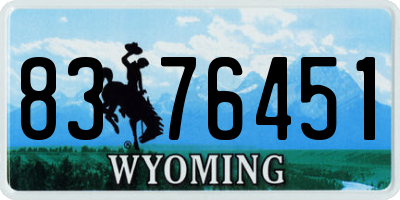 WY license plate 8376451