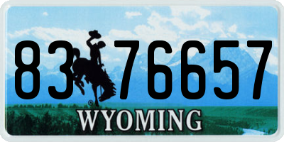 WY license plate 8376657