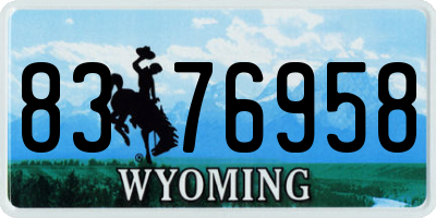 WY license plate 8376958
