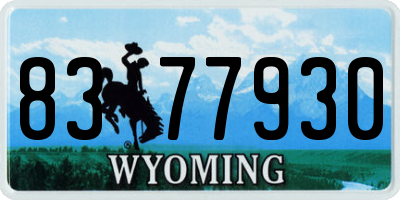 WY license plate 8377930