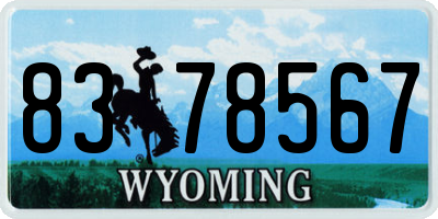 WY license plate 8378567