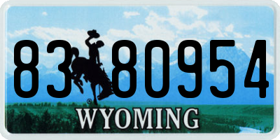 WY license plate 8380954