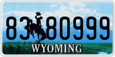 WY license plate 8380999