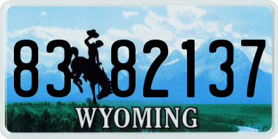 WY license plate 8382137