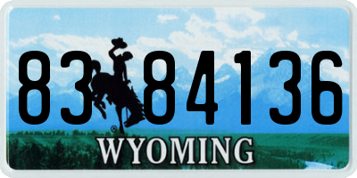 WY license plate 8384136