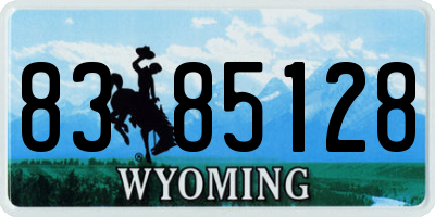 WY license plate 8385128