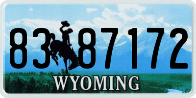 WY license plate 8387172