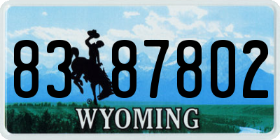 WY license plate 8387802