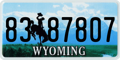 WY license plate 8387807