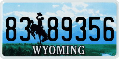WY license plate 8389356