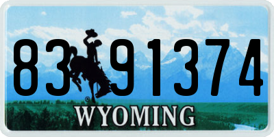 WY license plate 8391374