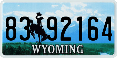 WY license plate 8392164