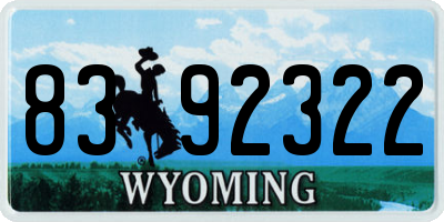 WY license plate 8392322