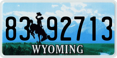 WY license plate 8392713