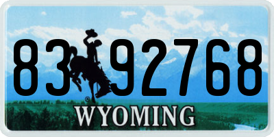WY license plate 8392768