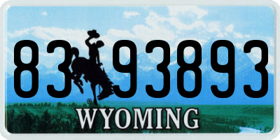 WY license plate 8393893