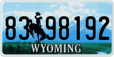 WY license plate 8398192