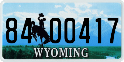 WY license plate 8400417