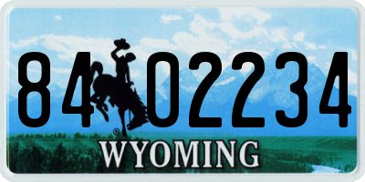 WY license plate 8402234