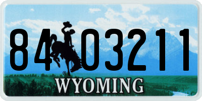 WY license plate 8403211