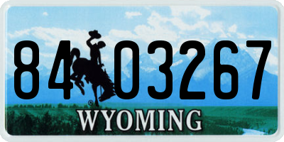 WY license plate 8403267