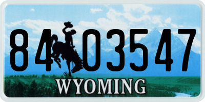 WY license plate 8403547