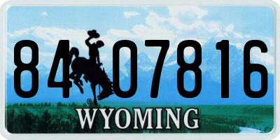 WY license plate 8407816