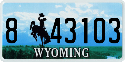 WY license plate 843103