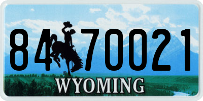 WY license plate 8470021