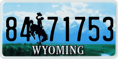 WY license plate 8471753