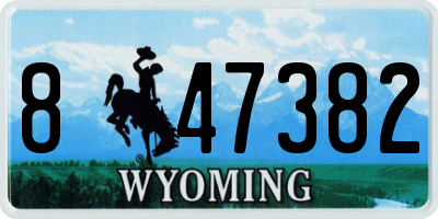 WY license plate 847382