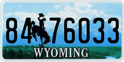 WY license plate 8476033